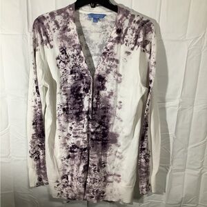 Simply Vera Vera Wang Gray and White Cardigan